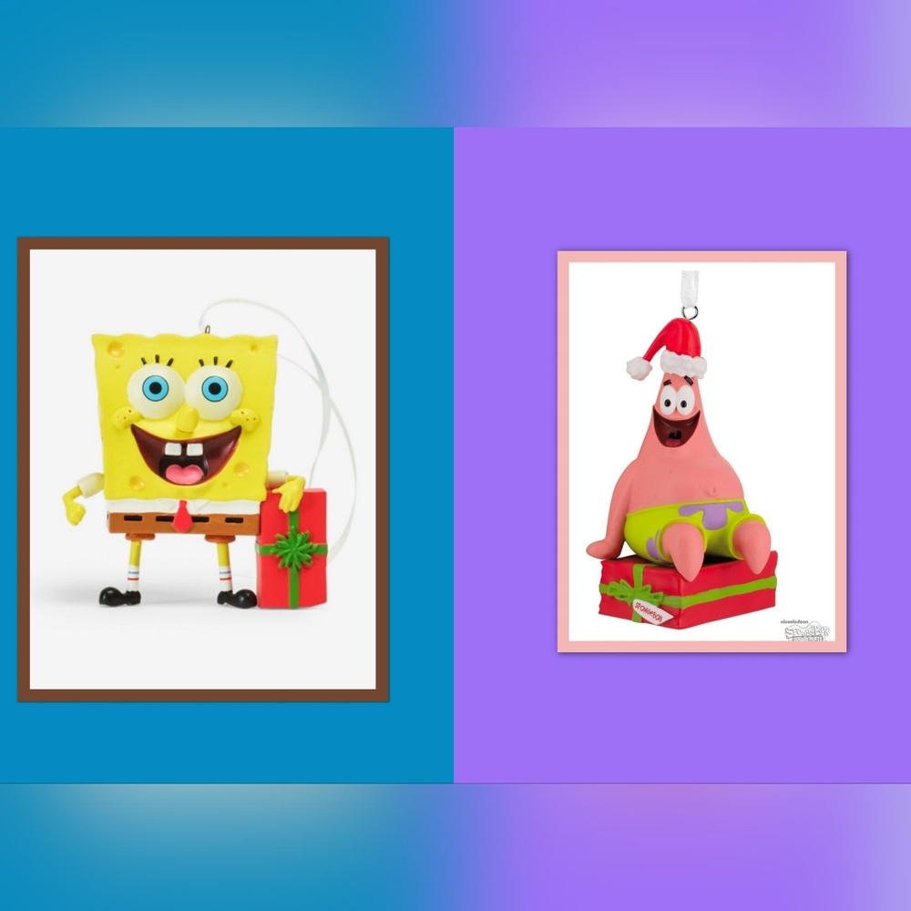 HALLMARK SPONGE BOB AND PATRICK ORNAMENTS